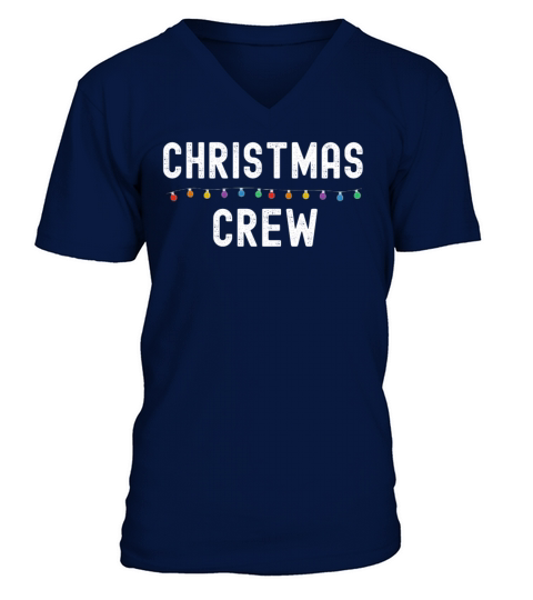 Christmas Crew Lights Funny Family Pajama Outfit V-Neck T-shirt