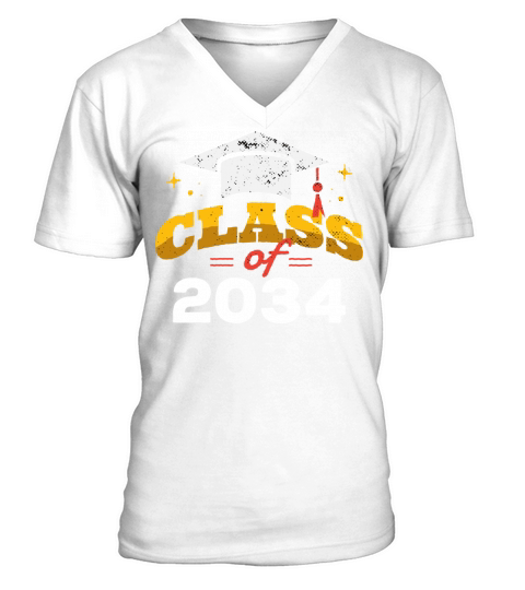 Class Of 2034 Funny Quote Pre-K Graduate Preschool V-Neck T-shirt