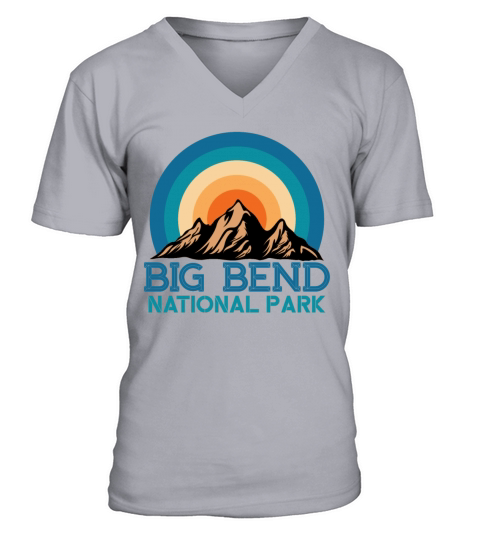 Cool Vintage Retro Big Bend National Park Mountain V-Neck T-shirt