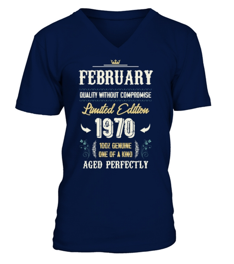 February 1970 Vintage Birthday Present V-Neck T-shirt