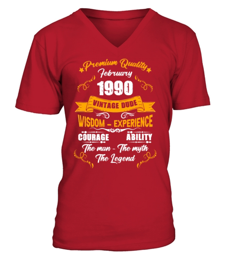February 1990 Vintage Birthday Present V-Neck T-shirt