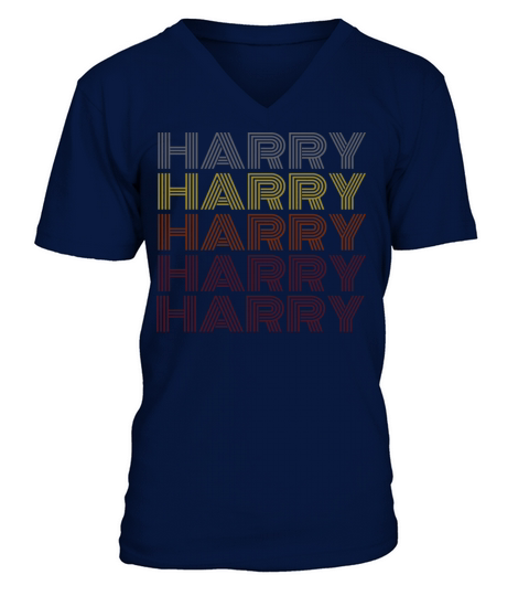 Graphic 365 First Name Harry Retro Pattern Vintage V-Neck T-shirt