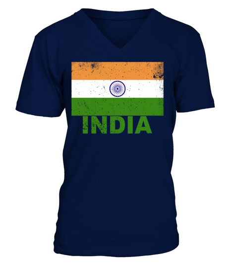 India Flag Vintage Indian Nationality Origin Trave V-Neck T-shirt