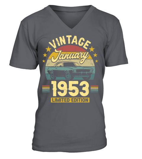 January 1953 70 Years Old Vintage 70th Birthday V-Neck T-shirt