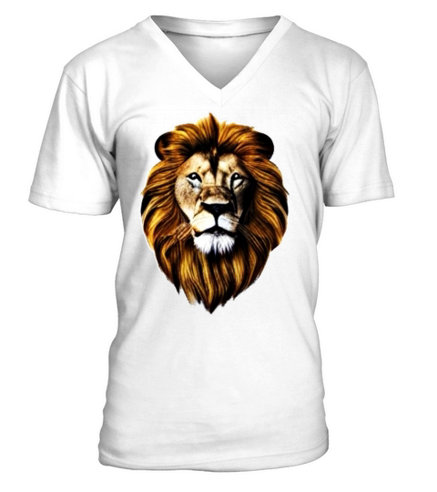 Lion Africa predator print head imprint with wild V-Neck T-shirt