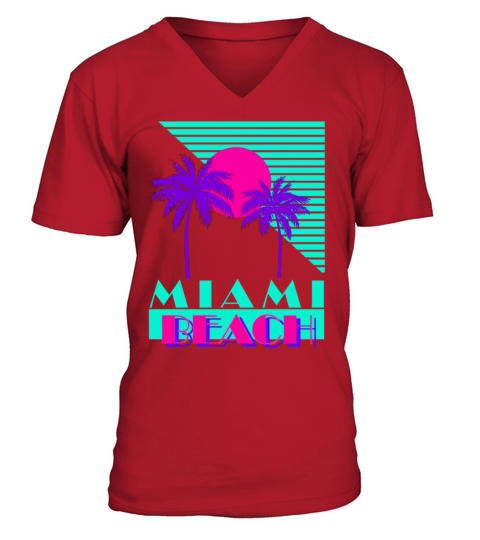 Miami Beach 80s Retro V-Neck T-shirt