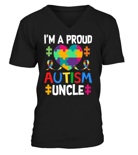 Proud Uncle Autism Awareness Family Matching V-Neck T-shirt