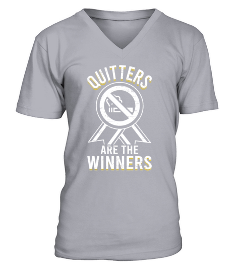 Quitters Are The Winners Support Lung Cancer V-Neck T-shirt