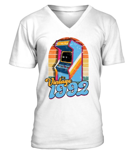Vintage 1992 Retro Arcade Gamer Games Pinball V-Neck T-shirt