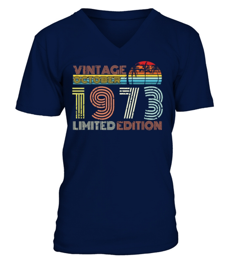 Vintage October 1973 Born V-Neck T-shirt
