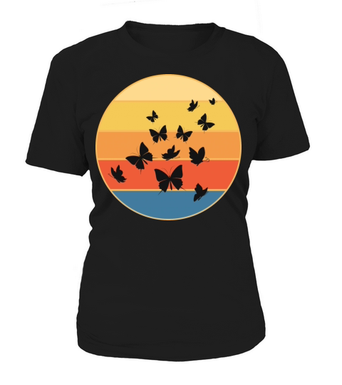 Cute Butterfly Retro Sunset Vintage Animal Insect Women's T-Shirt