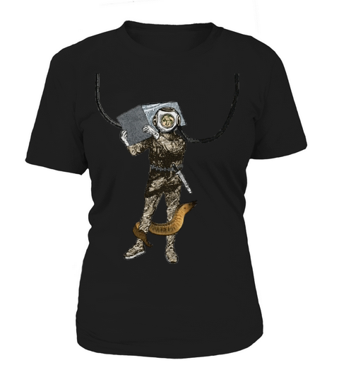 Vintage Salvage Helmet Diver with an Eel URM Women's T-Shirt