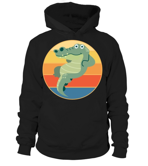 Crocodile Retro Sunset Vintage Wild Animal Hoodie Unisex