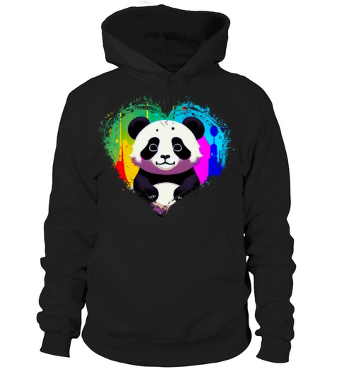 Cute Colorful Rainbow Panda Valentines Day Heart Hoodie Unisex