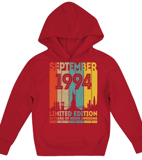 28 Years Old Gifts Vintage September 1994 28th Kids Hoodie