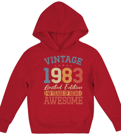 40th birthday vintage 1983 40 years being awesome Kids Hoodie