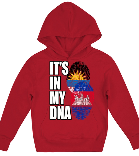 Cambodian And Antiguan Mix Heritage DNA Flag Kids Hoodie