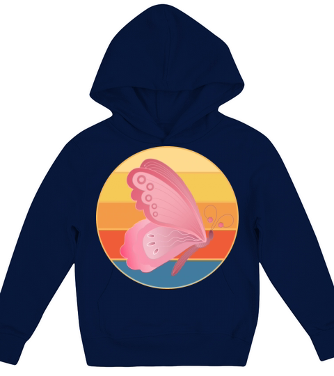Cute Butterfly Retro Sunset Vintage Animal Insect Kids Hoodie