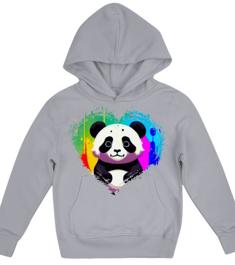 Cute Colorful Rainbow Panda Valentines Day Heart Kids Hoodie