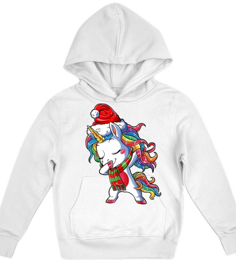 Dabbing Unicorn Santa Christmas Kids Girls Women X Kids Hoodie