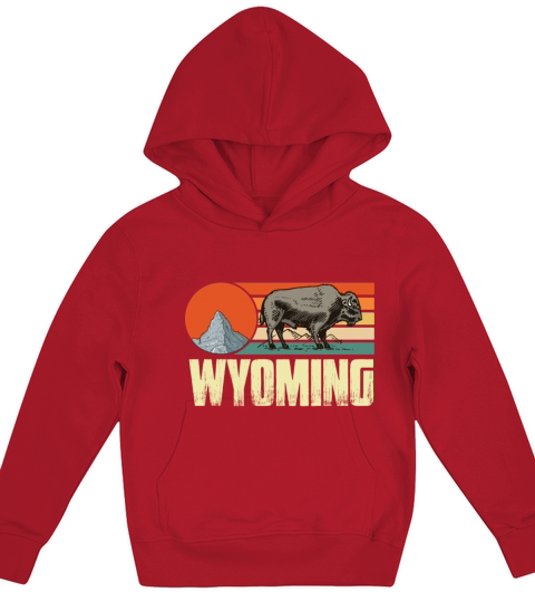 Wyoming Vintage Buffalo Nature Hiking Mountain Sou Kids Hoodie