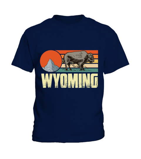 Wyoming Vintage Buffalo Nature Hiking Mountain Sou Kids T-Shirt