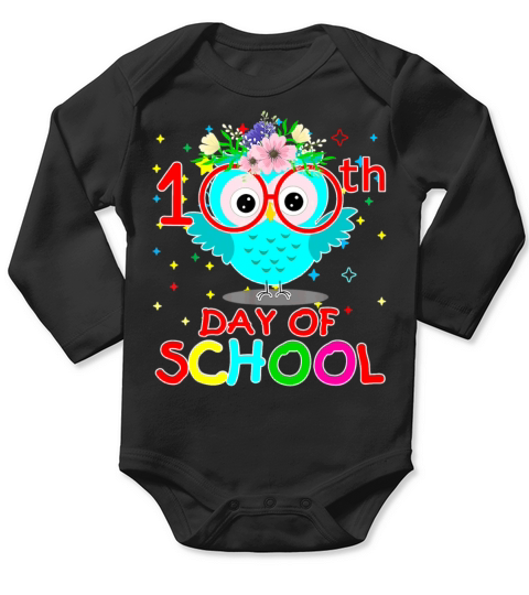 100 Days Of School Cute Owl Happy 100th Day Long Sleeve Baby One-Piece