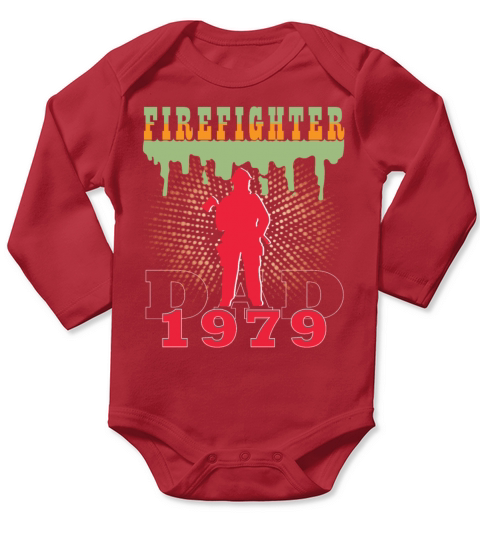 1979 vintage fireman birthday firefighter Long Sleeve Baby One-Piece