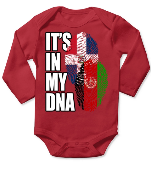 Afghan And Dominican Mix Heritage DNA Flag Long Sleeve Baby One-Piece