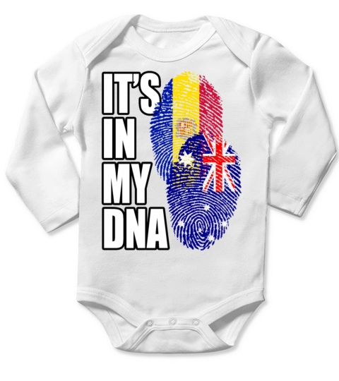 Andorran And Australian Mix Heritage DNA Flag Long Sleeve Baby One-Piece