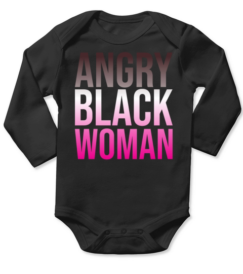 Angry Black Woman gradient color design Long Sleeve Baby One-Piece