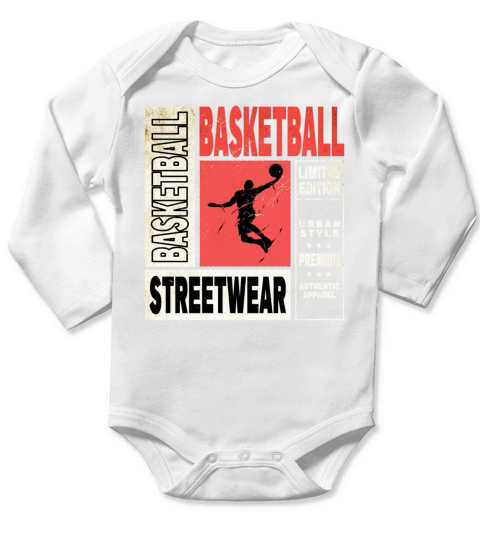 Basketball Player Sports Dunking Vintage Retro Long Sleeve Baby One-Piece