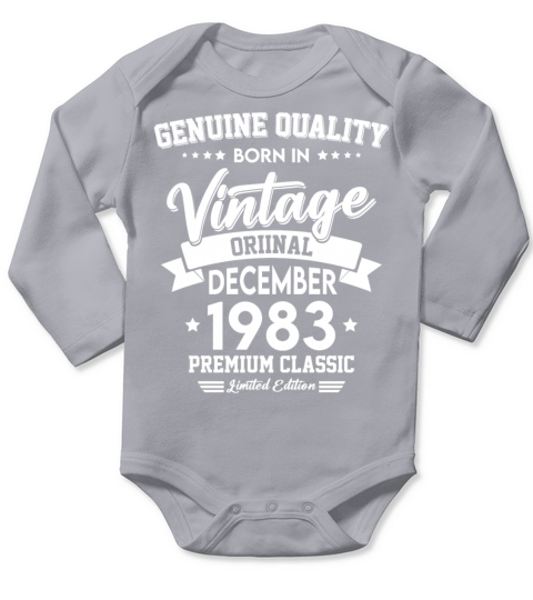Born In December 1983 Original Vintage Long Sleeve Baby One-Piece