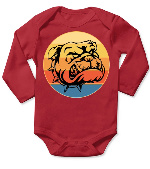 Bulldog Dog Breed Vintage Retro Sunset Long Sleeve Baby One-Piece