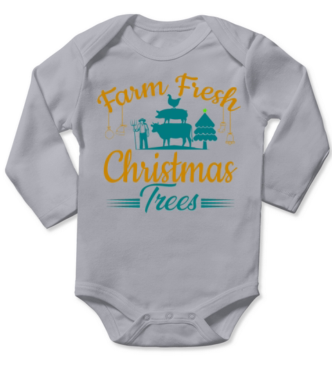 Farm Fresh Xmas Tree Merry Christmas Long Sleeve Baby One-Piece