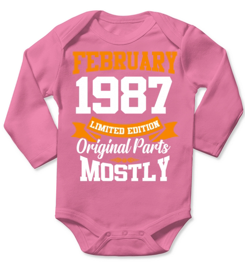February 1987 Vintage Birthday Present Long Sleeve Baby One-Piece