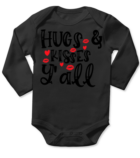 Funny Valentine Hugs and Kisses Yall897 Long Sleeve Baby One-Piece