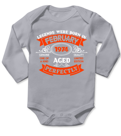 Legends Were Born In February 1974 Birthday Long Sleeve Baby One-Piece
