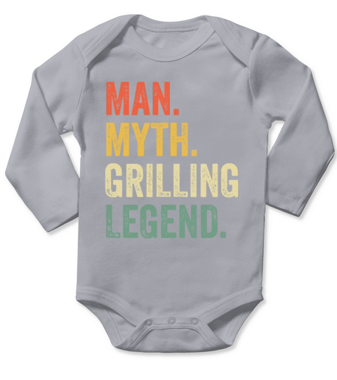 Mens Grilling BBQ Funny Man Myth Grill Legend Fath Long Sleeve Baby One-Piece