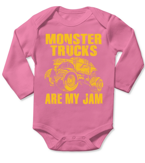 Monster Trucks Are My Jam Vintage Retro Long Sleeve Baby One-Piece