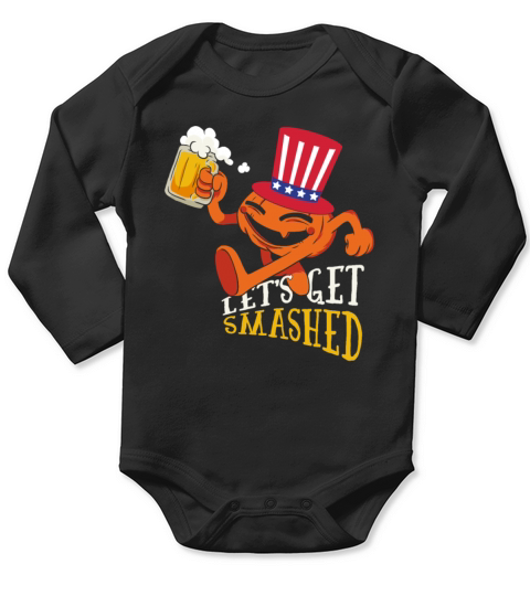 Patriotic Pumpkin Lets Get Smashed America Hat Ha Long Sleeve Baby One-Piece