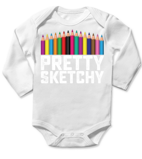 Pretty Sketchy Crayon Retro Vintage Long Sleeve Baby One-Piece