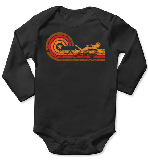 Retro Style Swimmer Vintage Swimming Long Sleeve Baby One-Piece