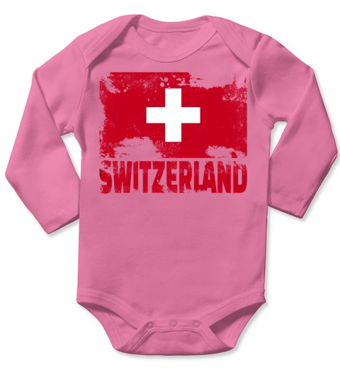 Switzerland Flag Vintage Distressed Swiss Grunge T Long Sleeve Baby One-Piece