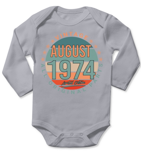 Vintage In August 1974 Long Sleeve Baby One-Piece
