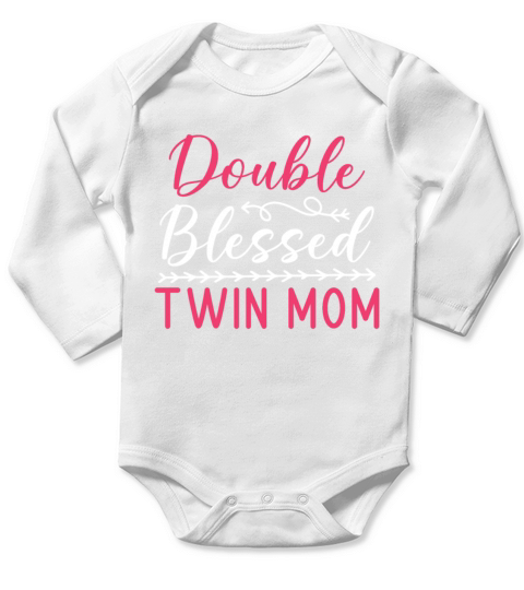 Womens Twin Mama Twin Mom to Be Pregnancy Long Sleeve Baby One-Piece
