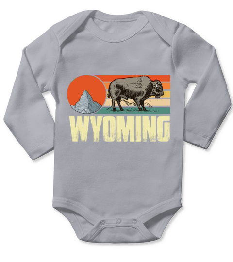 Wyoming Vintage Buffalo Nature Hiking Mountain Sou Long Sleeve Baby One-Piece