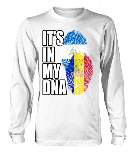 Andorran And Nicaraguan Mix Heritage DNA Flag Long sleeved Unisex