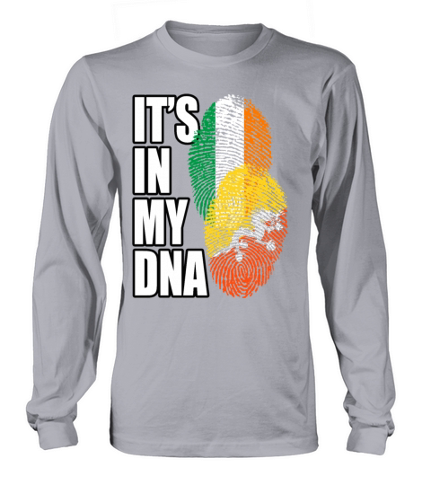 Bhutanese And Irish Mix Heritage DNA Flag Long sleeved Unisex