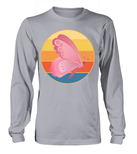 Cute Butterfly Retro Sunset Vintage Animal Insect Long sleeved Unisex